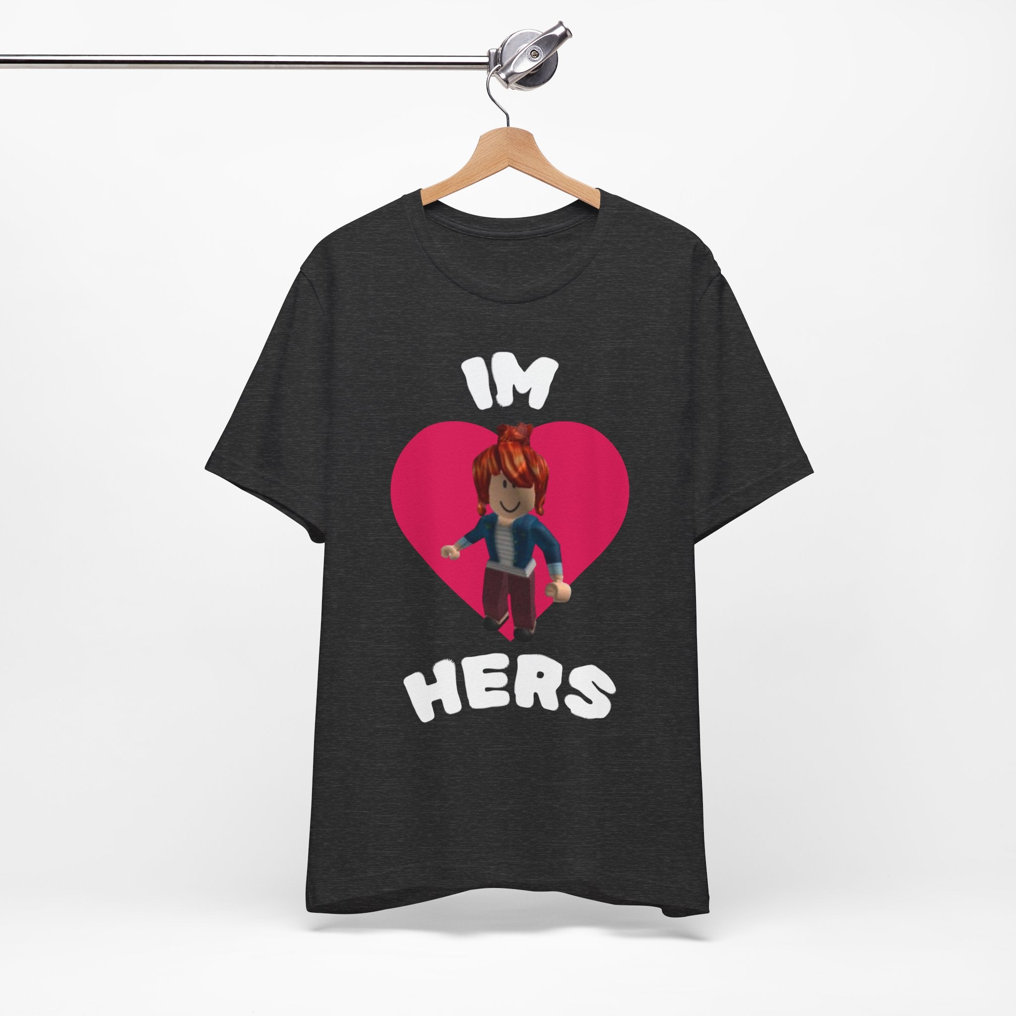 I'm Hers Graphic Tee — Cute Heart Roblox-Inspired Couple Shirt