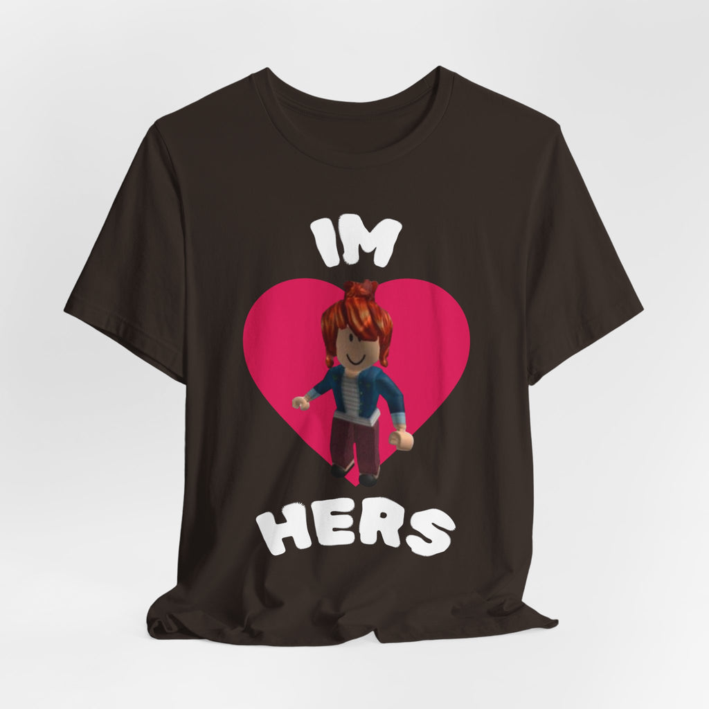 I'm Hers Graphic Tee — Cute Heart Roblox-Inspired Couple Shirt