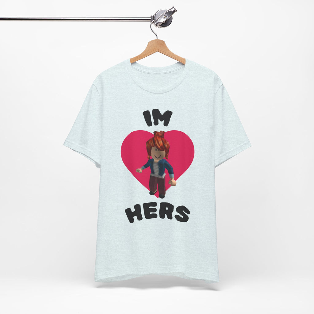 I'm Hers Graphic Tee — Cute Heart Roblox-Inspired Couple Shirt