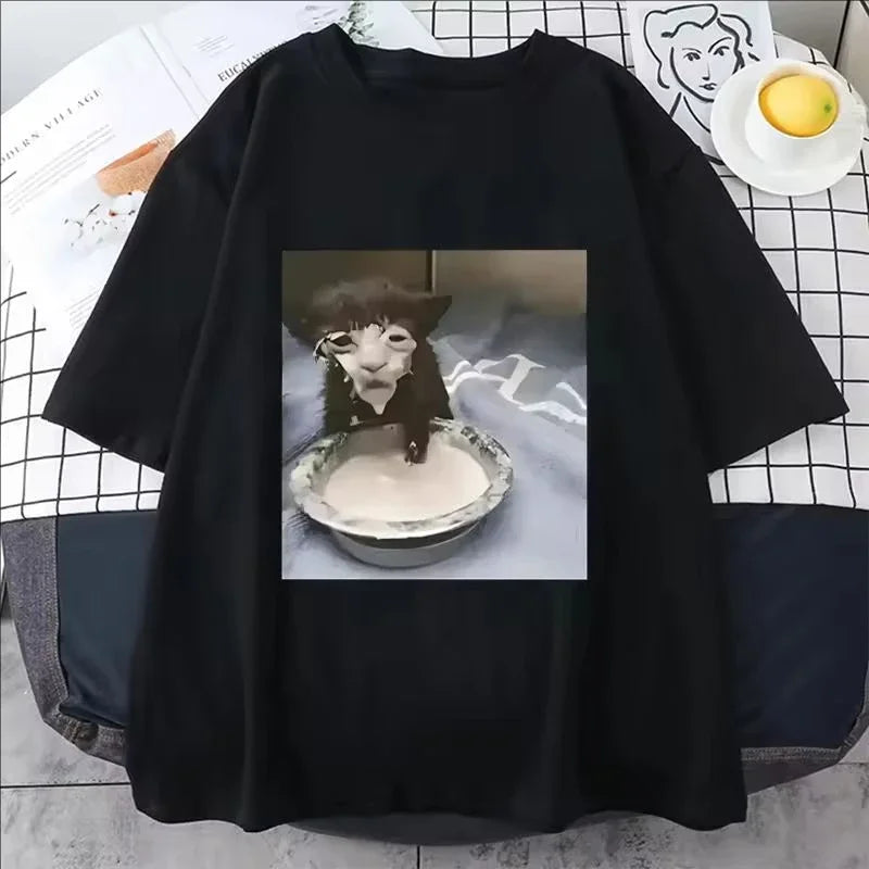 Milk Face Cat Meme Tee — Unisex Graphic T-Shirt